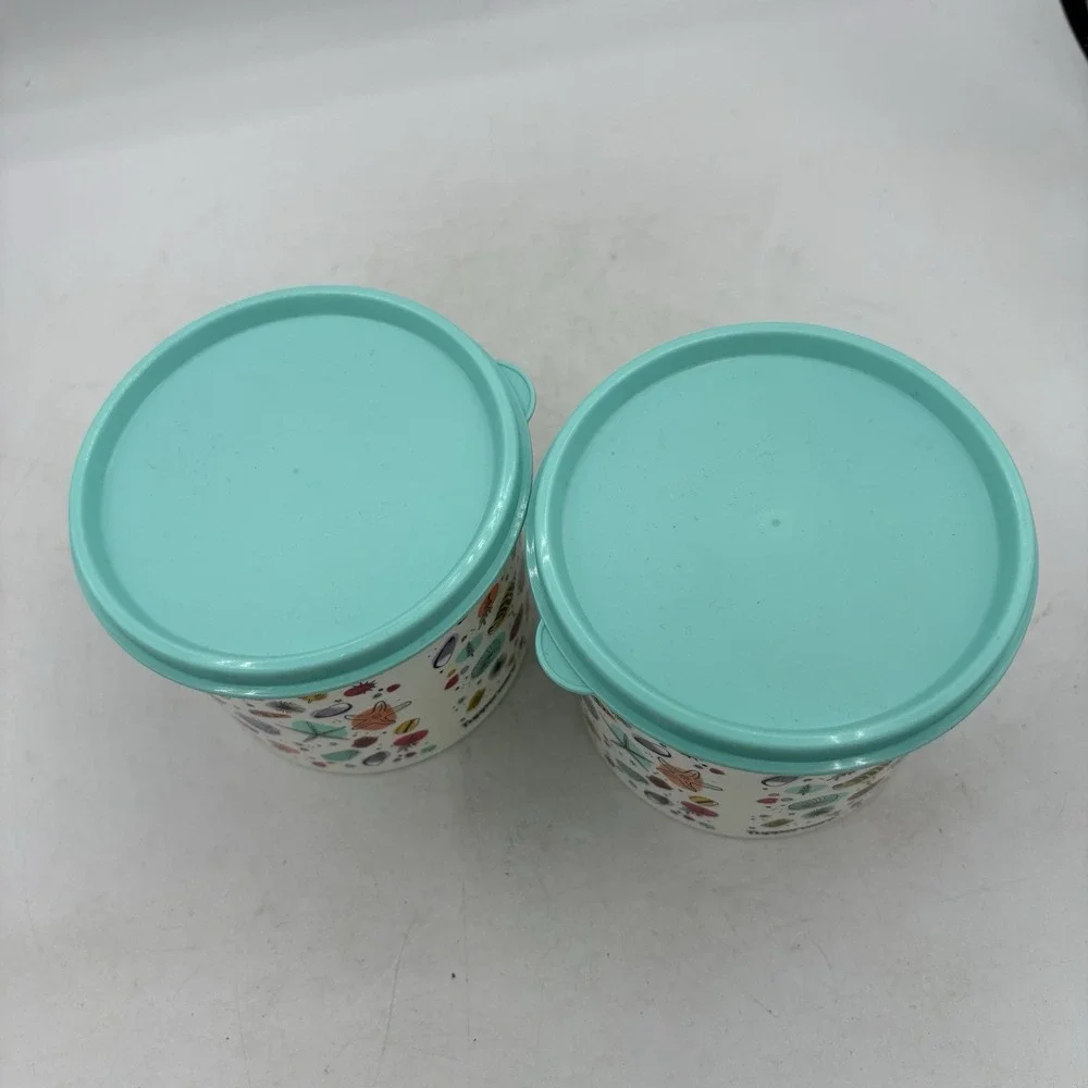 Tupperware Food Storage Utopic Shore Mini 2 Cups Shell Sea Ocean White Set of 2